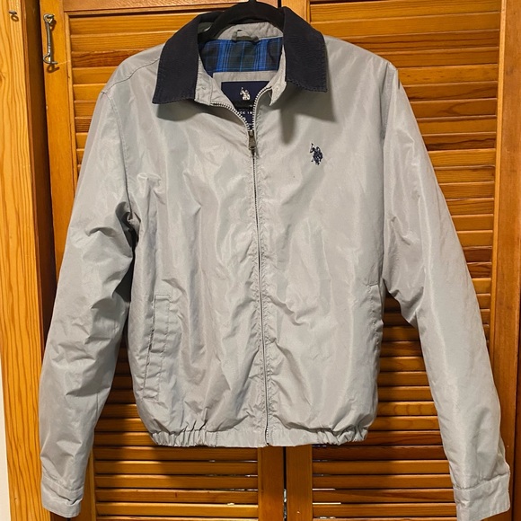 Polo Jacket Small Grey with navy details NWOT - Picture 1 of 6